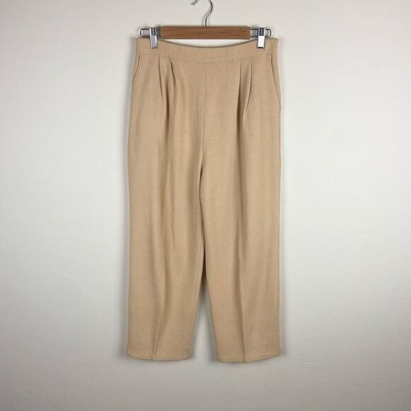 St. John Wide-Leg Pleated Trousers - Gold Cream